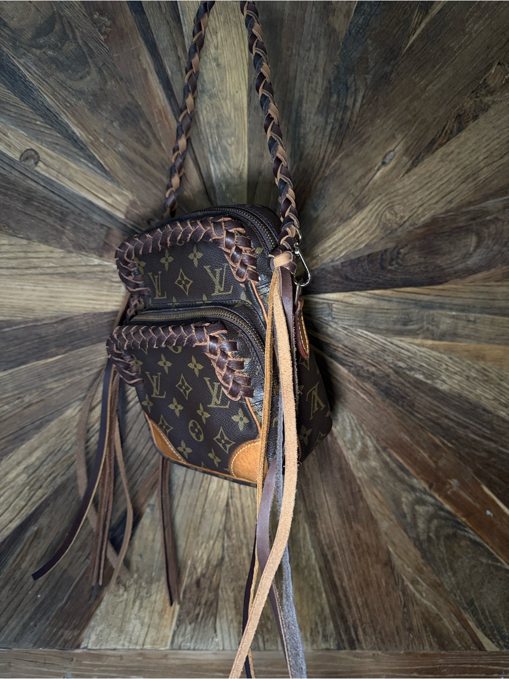 Louis Vuitton Vintage Boho Amazone Monogram Braided Trim Revamped AUTHENTIC - Picture 3 of 9